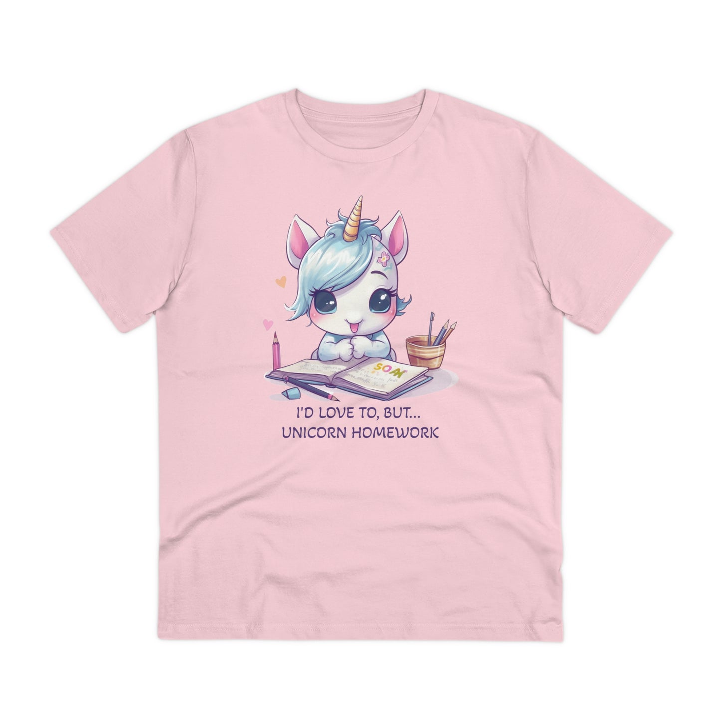 Cute Unicorn Homework T-Shirt - Unisex and Eco-Friendly Statement Tee