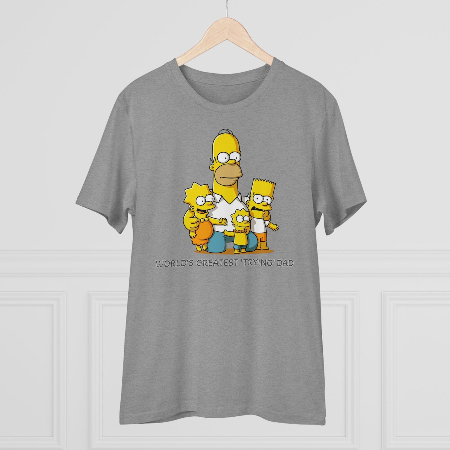 World's Greatest Trying Dad - Unisex Eco-Friendly T-Shirt - Celebrate Father's Day with Cute Homer Simpson and His Kids