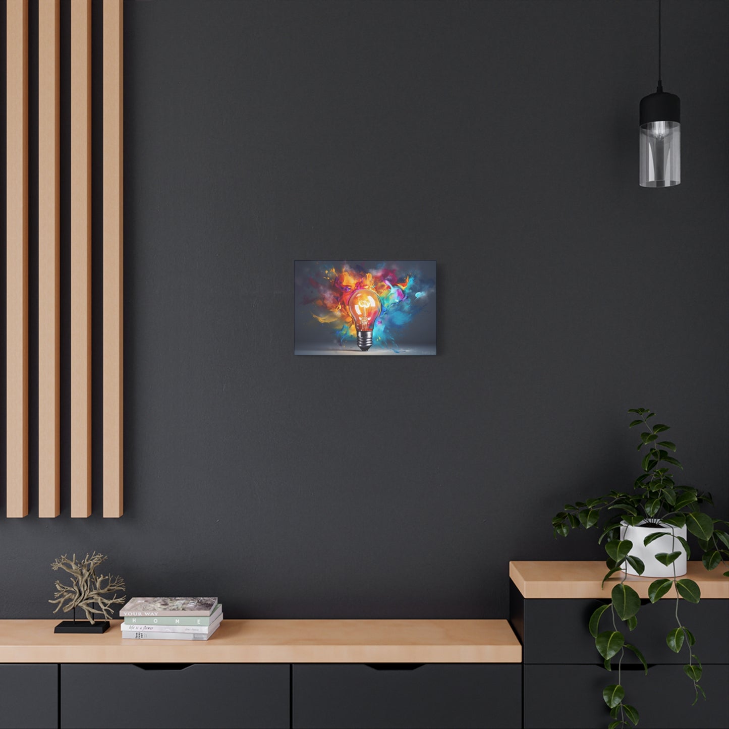 Innovative Lightbulb Explosion: Vibrant Paint Colors on Premium Cotton Canvas