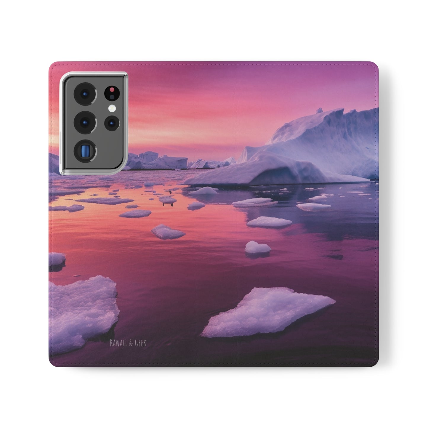 Pinky Arctic Landscape at Sunset Flip Phone Case - Capture the Serenity of Nature on Your Device