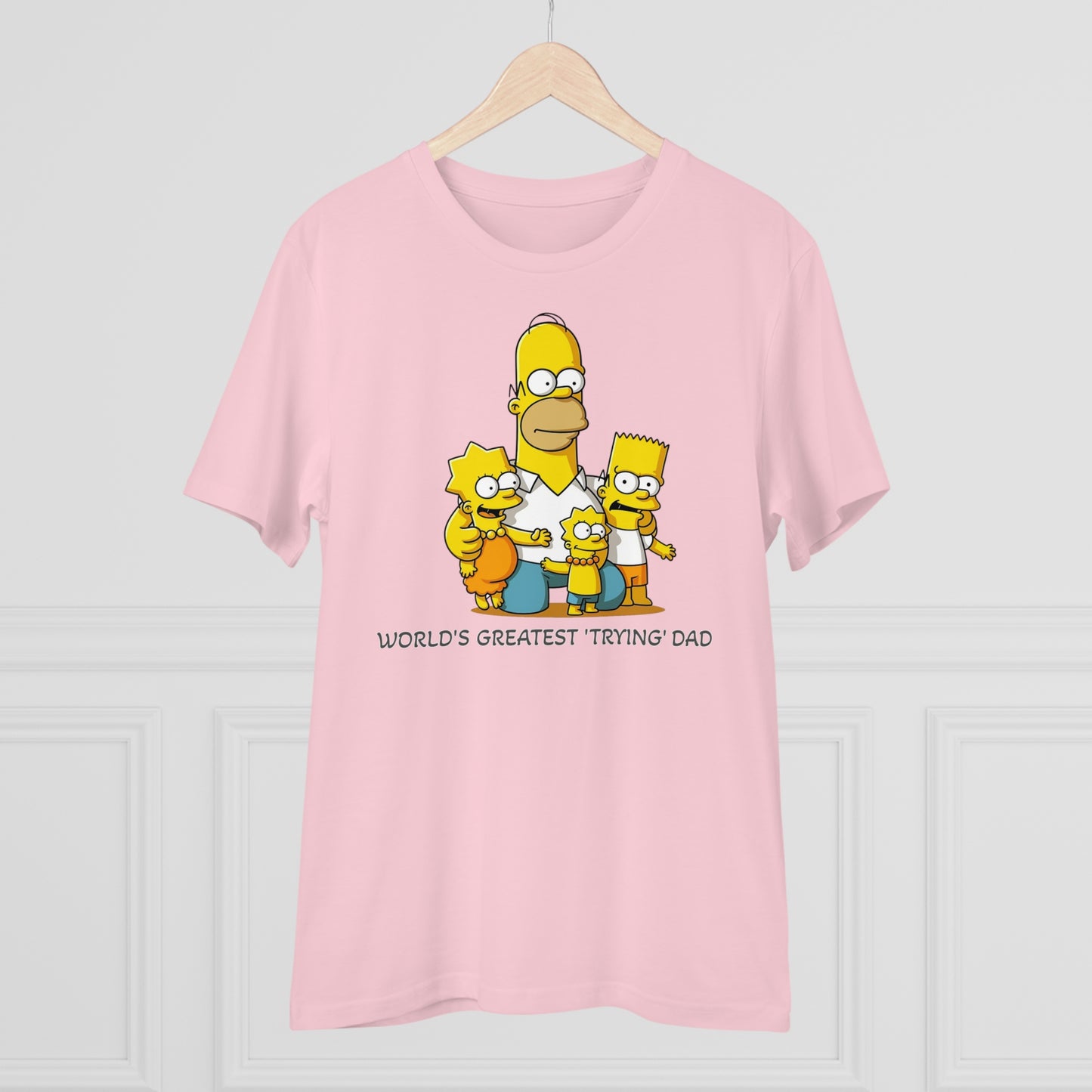 World's Greatest Trying Dad - Unisex Eco-Friendly T-Shirt - Celebrate Father's Day with Cute Homer Simpson and His Kids