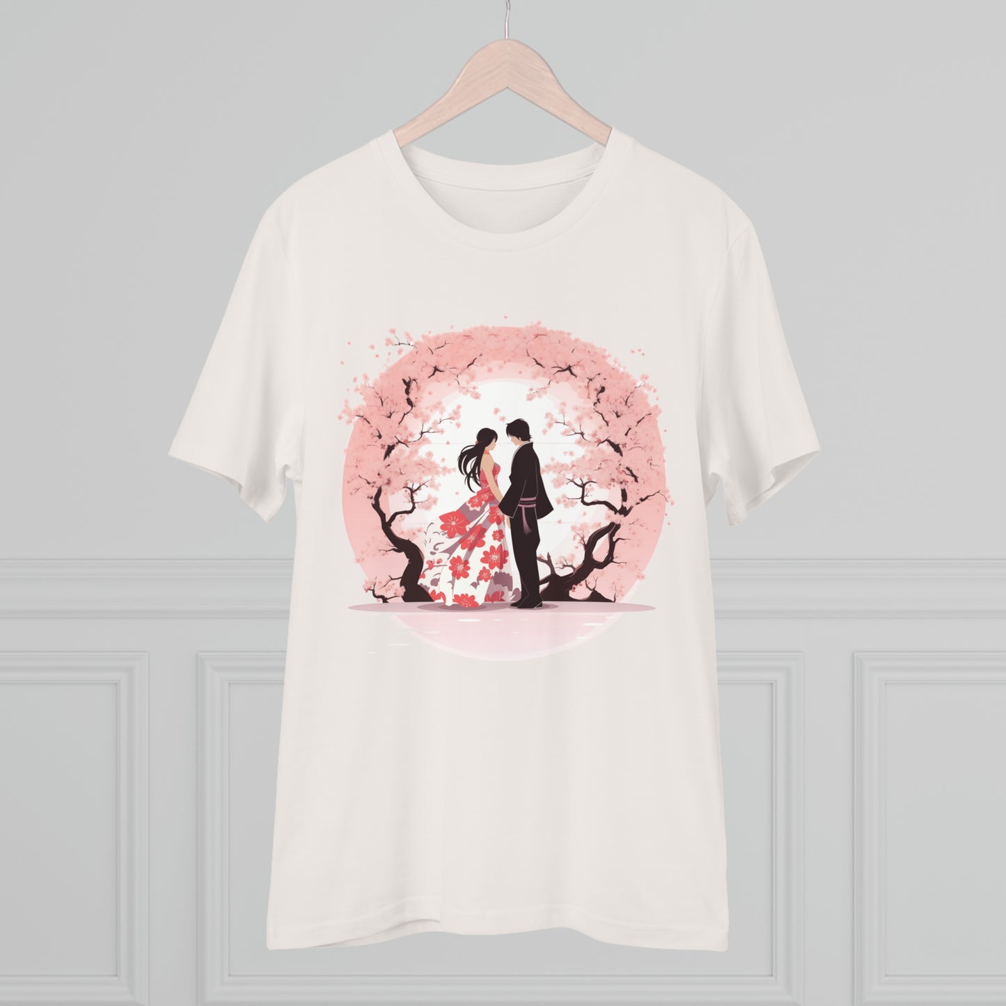 Cherry Blossom Romance T-shirt - Japanese Couple Design - Valentine's Day Special