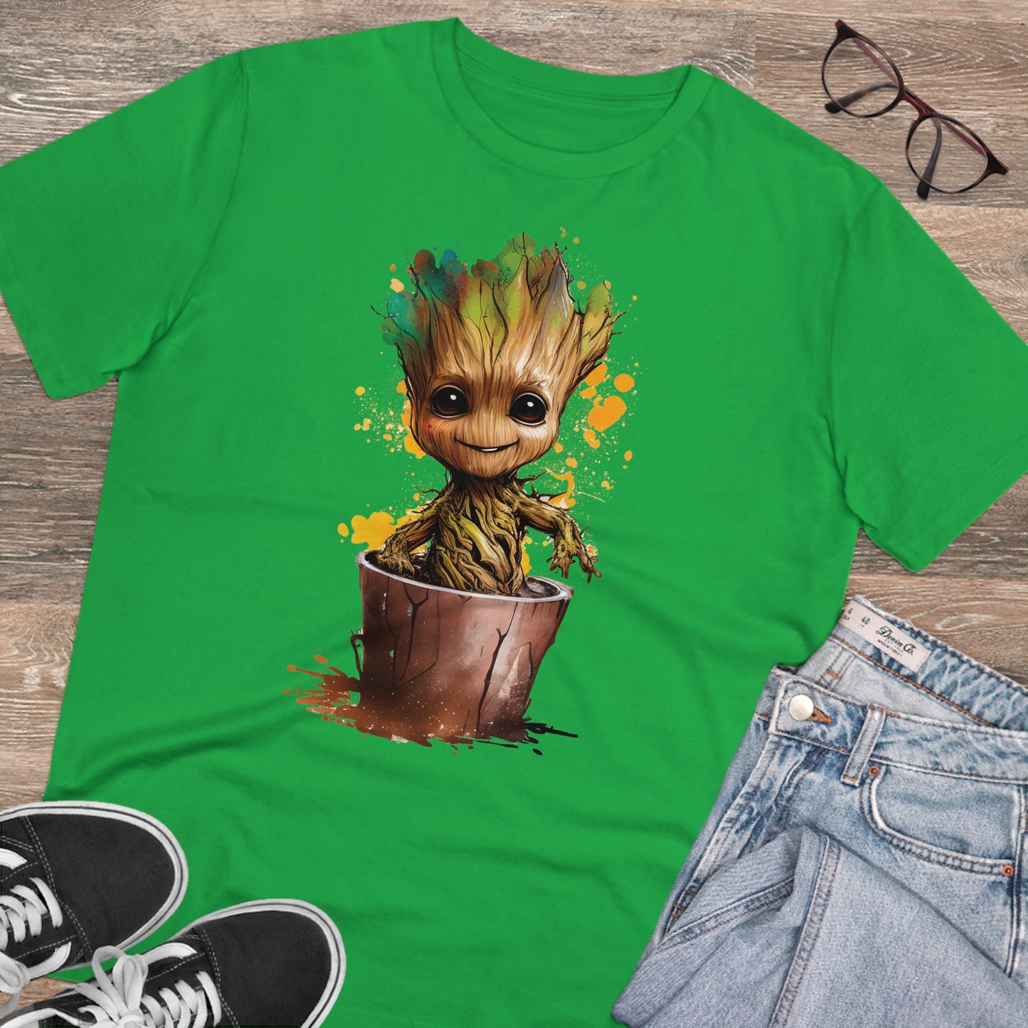 Eco-Friendly Baby Groot Watercolor Style Unisex T-Shirt - Add Some Fun and Sustainable Style to Your Wardrobe