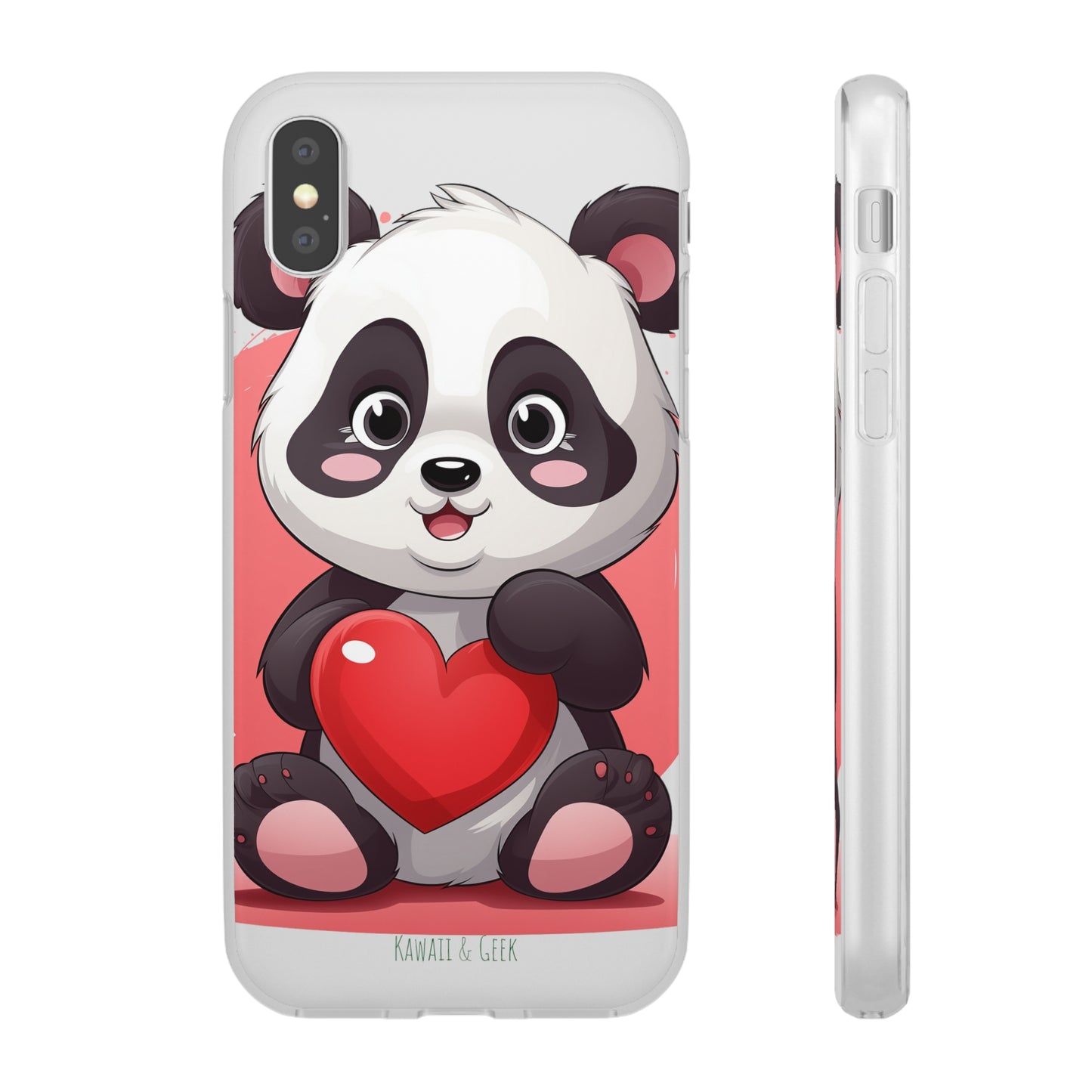 Valentine's Panda Heart Phone Case - Flexi & Semi-Transparent