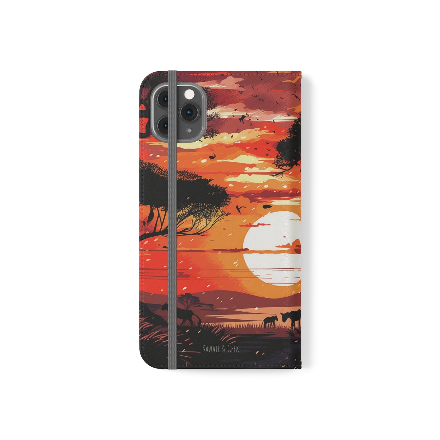 African Landscape Sunset Flip Phone Case - Capture the Serenity of the Savanna on Your Device