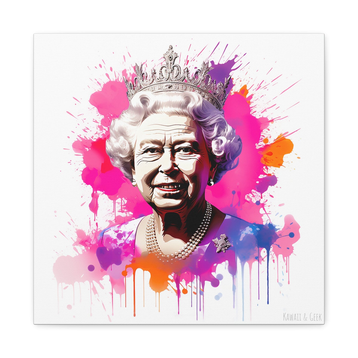 Queen Elizabeth II: Radiant Watercolor Cotton Canvas