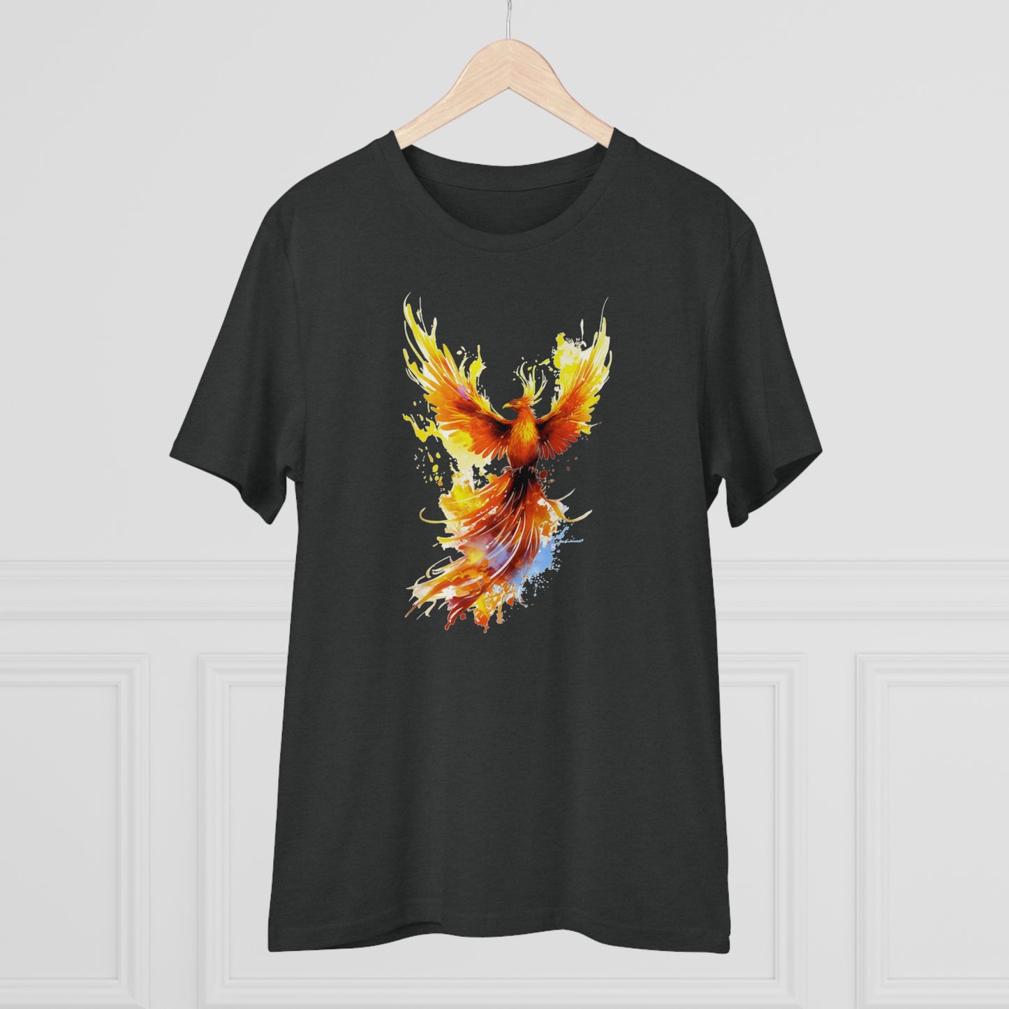 Burning Phoenix Watercolor T-Shirt - Unisex and Eco-Friendly Fashion with a Fiery Twist