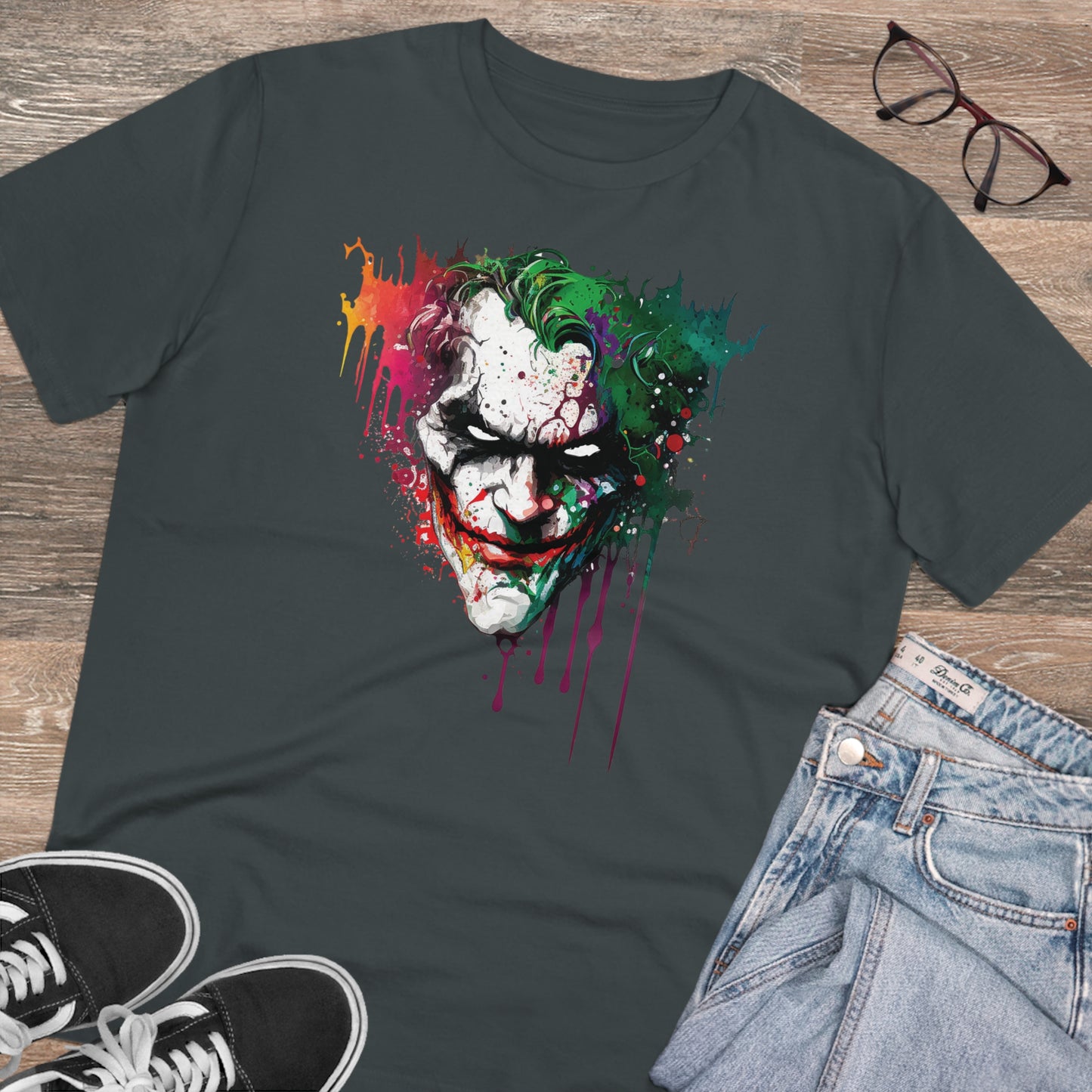 The Joker T-shirt in Watercolor Style, Unisex and Eco-Friendly - Make a Statement with Unique Artistic Design