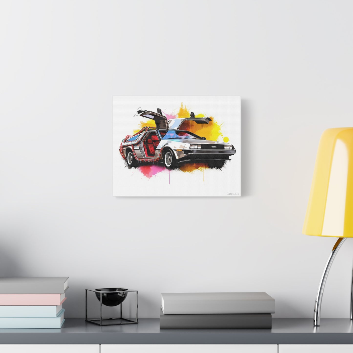 Colorful DeLorean Canvas - Journey through Time with Vibrant Style