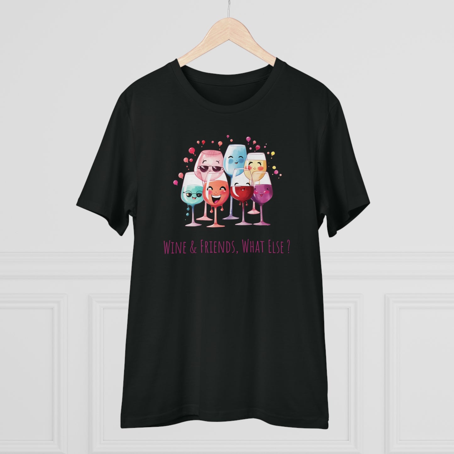 Eco-Friendly 'Wine & Friends' T-Shirt - Kawaii Wine Glasses, Unisex