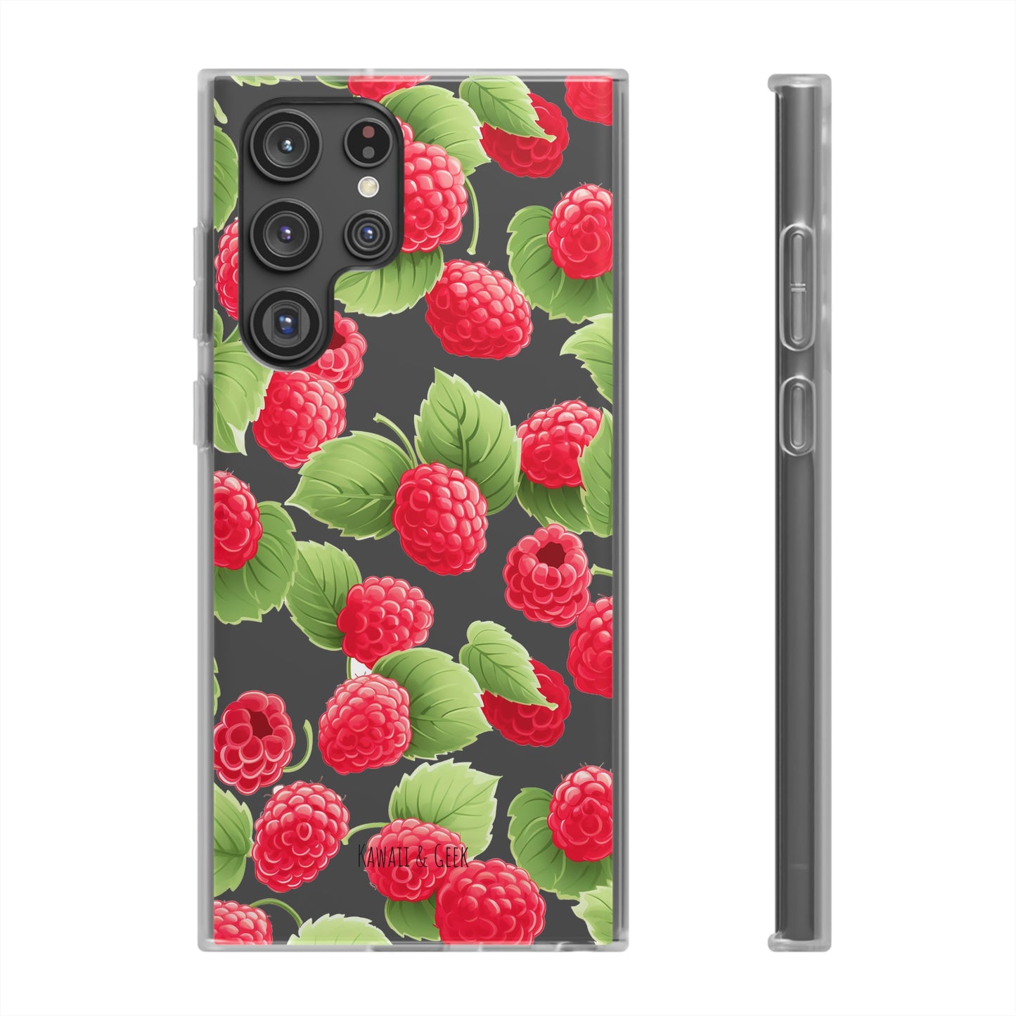 Raspberry Delight: Transparent Flexi Phone Case