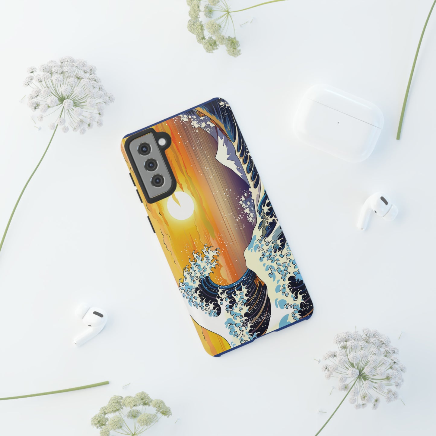 Sunset Big Wave tough Phone Case - Embrace the Majestic Hokusai Style in Your Hands