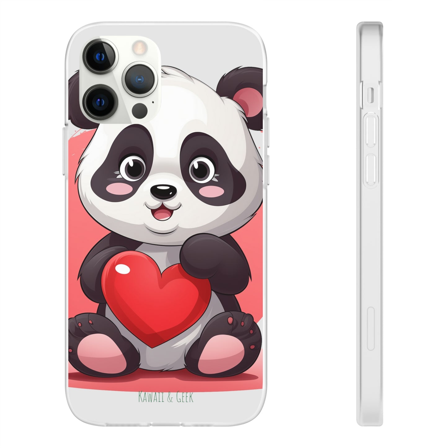 Valentine's Panda Heart Phone Case - Flexi & Semi-Transparent