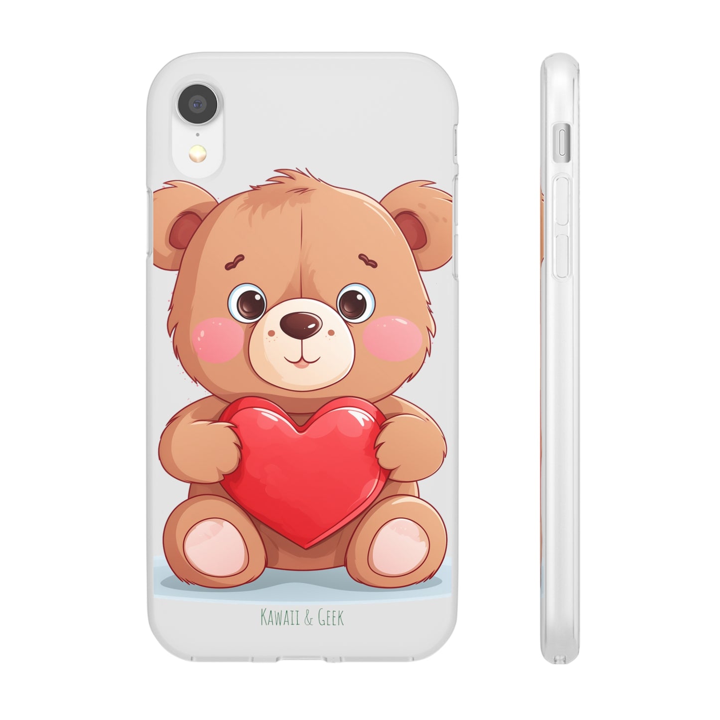 Teddy Bear Heart Phone Case - Flexi & Semi-Transparent - Valentine's Day