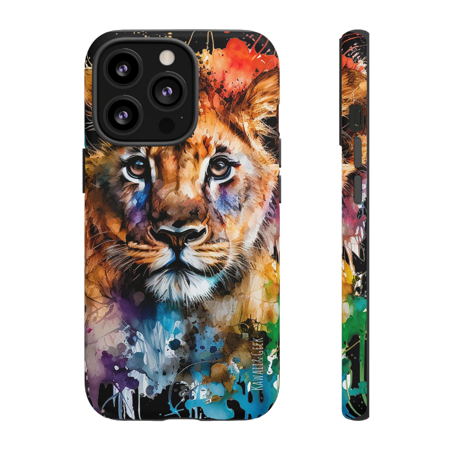 Watercolor Lion Cub Tough Phone Case - iPhone 15 compatible