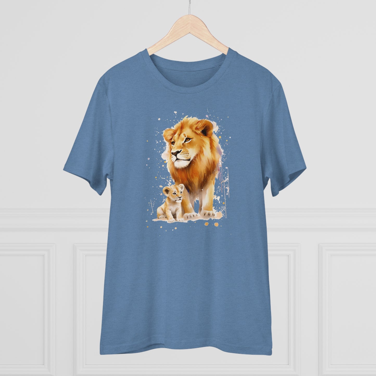 Lion King and Son Watercolor T-Shirt - Celebrate Father's Day with Nature's Majesty