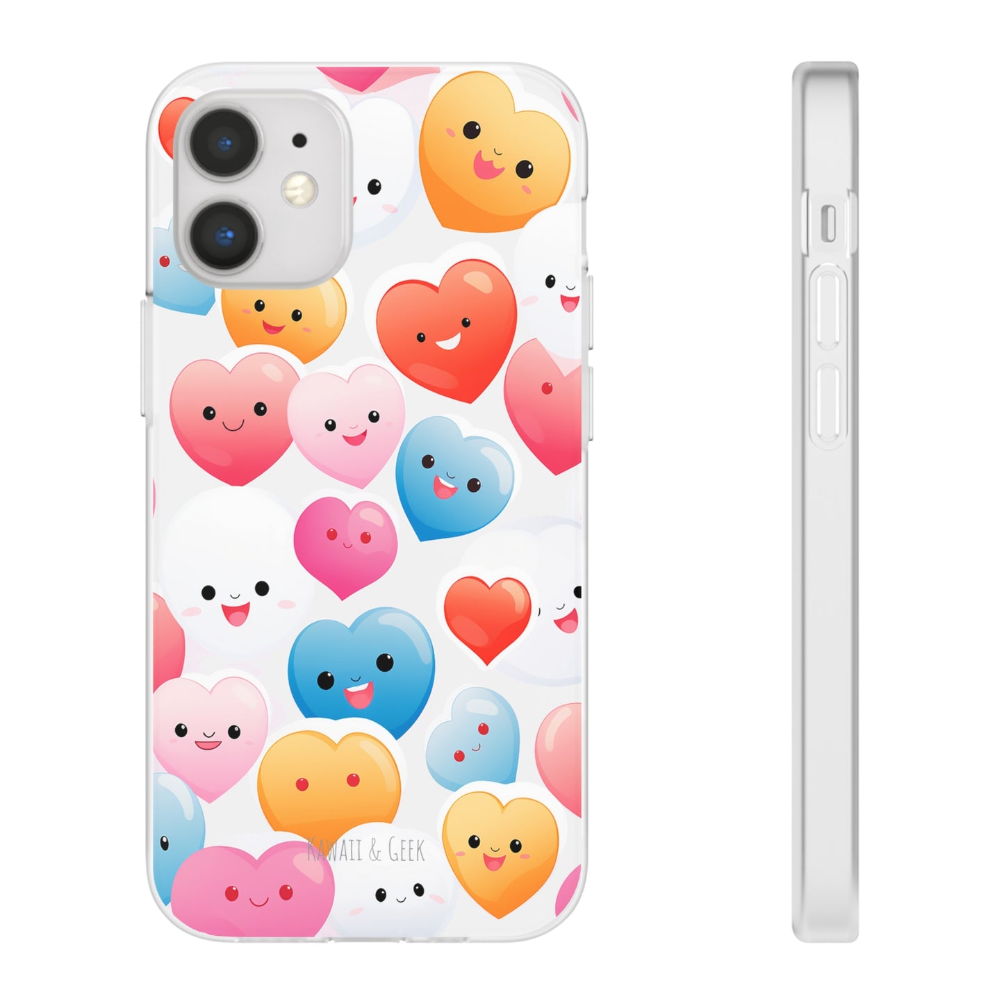 Kawaii Hearts Flexi Transparent Phone Case