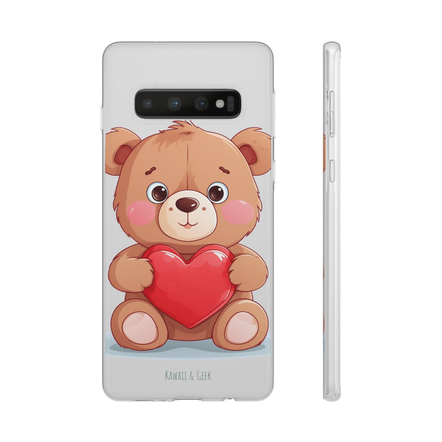 Teddy Bear Heart Phone Case - Flexi & Semi-Transparent - Valentine's Day