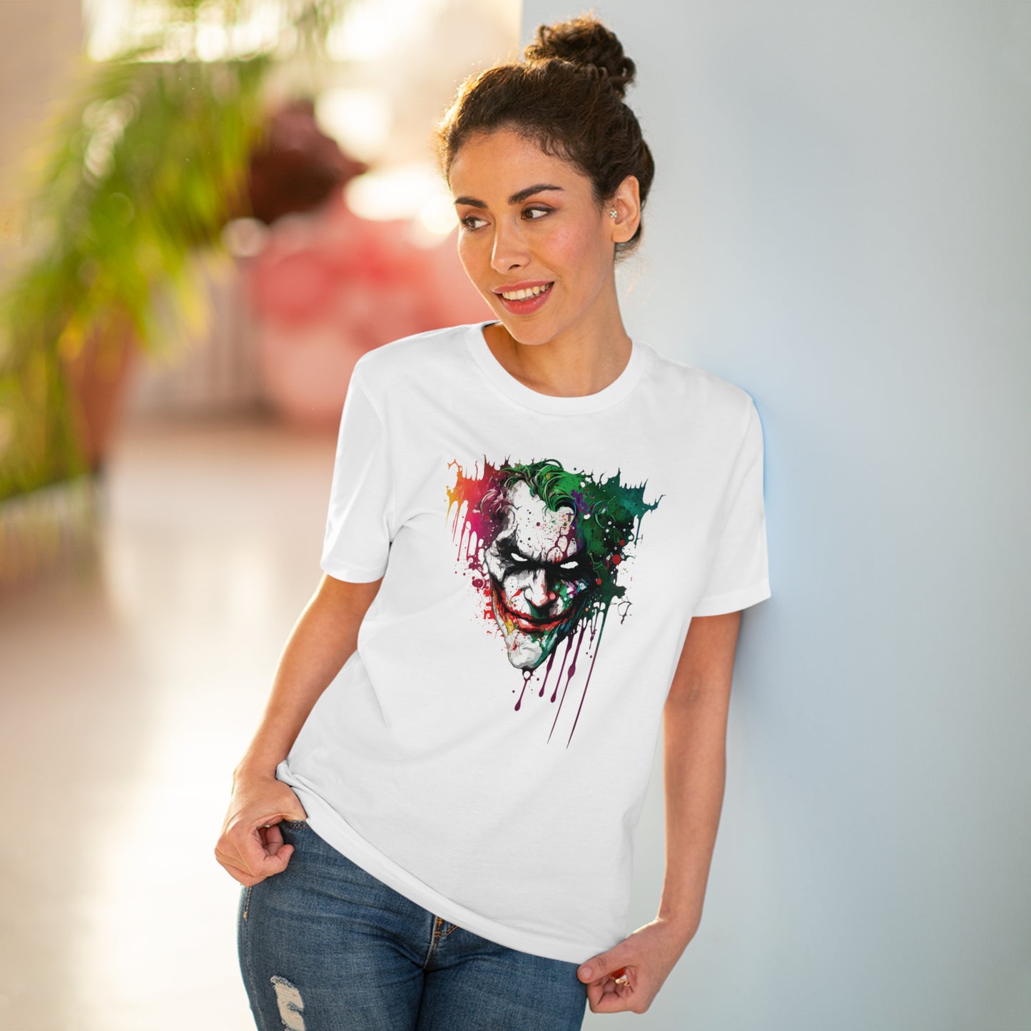 The Joker T-shirt in Watercolor Style, Unisex and Eco-Friendly - Make a Statement with Unique Artistic Design