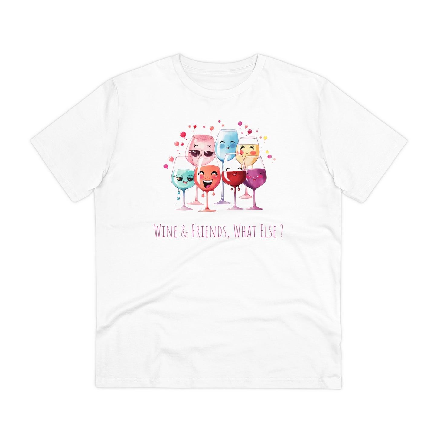 Eco-Friendly 'Wine & Friends' T-Shirt - Kawaii Wine Glasses, Unisex