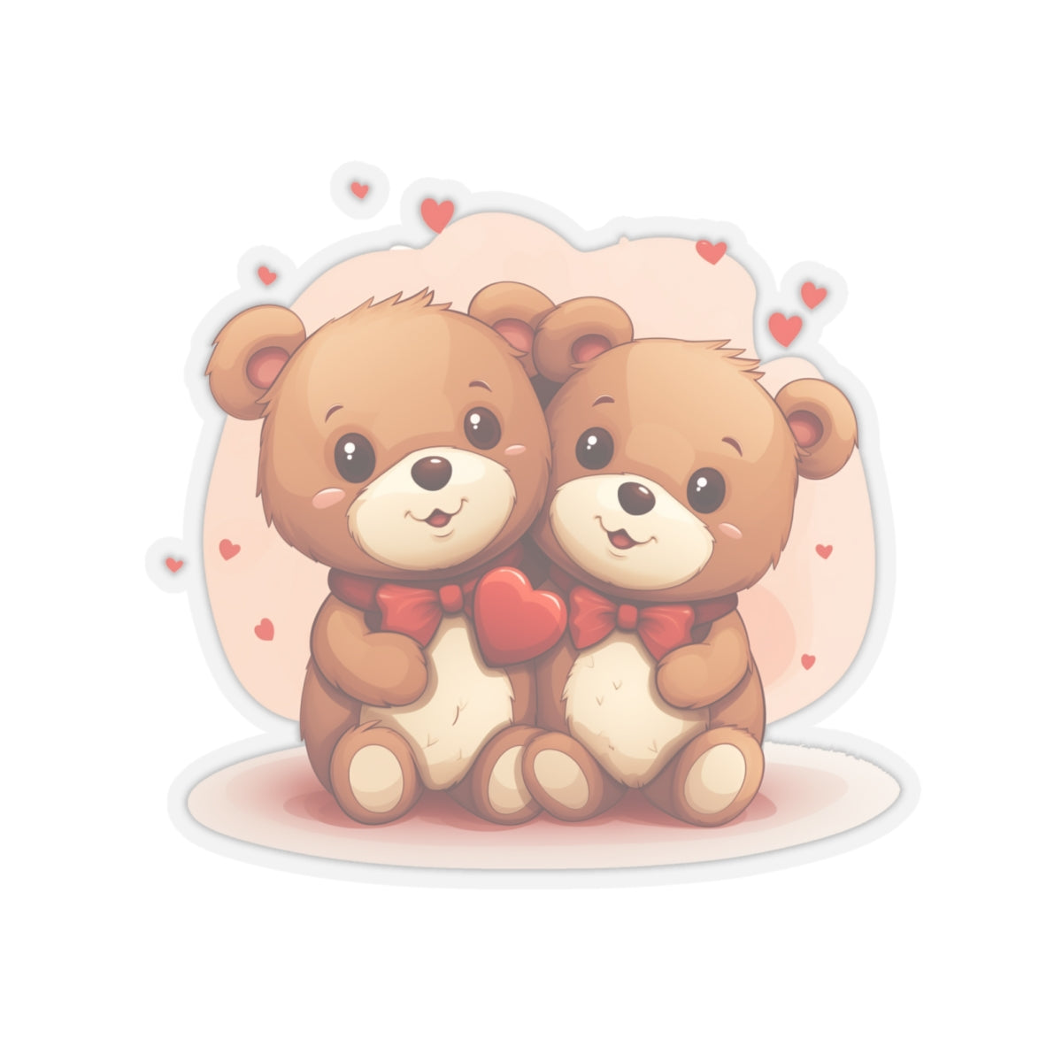 Valentine's Teddy Bear Heart Sticker