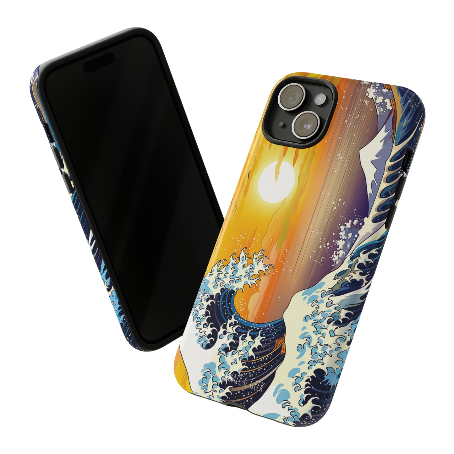 Sunset Big Wave tough Phone Case - Embrace the Majestic Hokusai Style in Your Hands