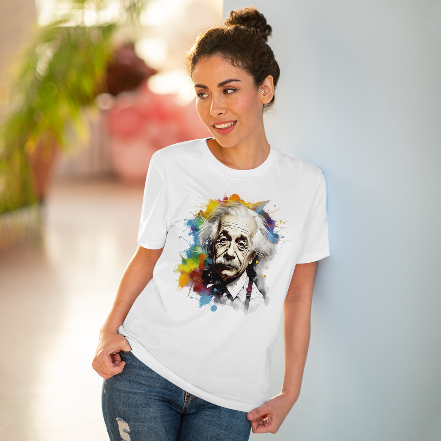 Albert Einstein Eco-friendly T-shirt : Watercolor Essence