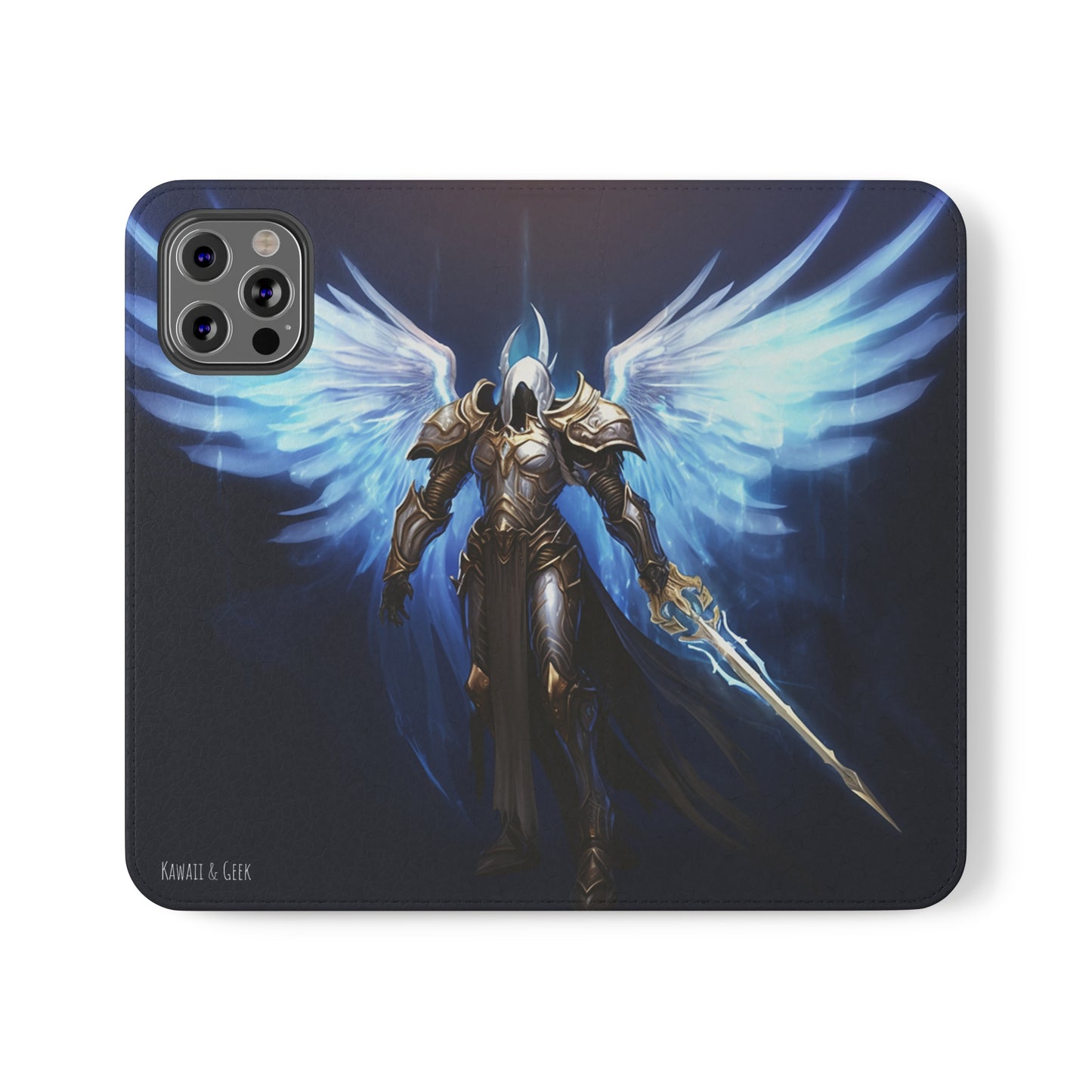 Archangel Flip Phone Case: Ethereal Wings & Sword Design