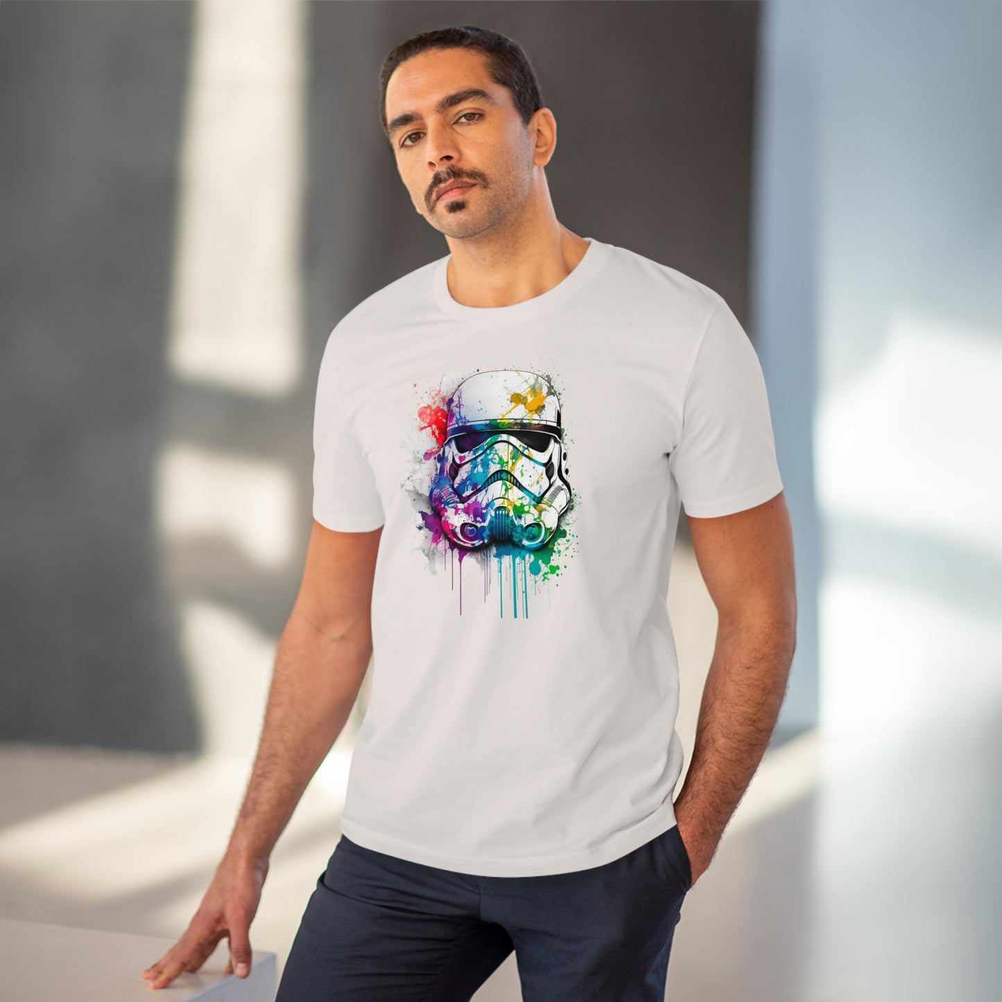 Storm Trooper in Watercolor Style Organic Unisex T-Shirt - Add Some Unique and Eco-Friendly Style to Your Wardrobe