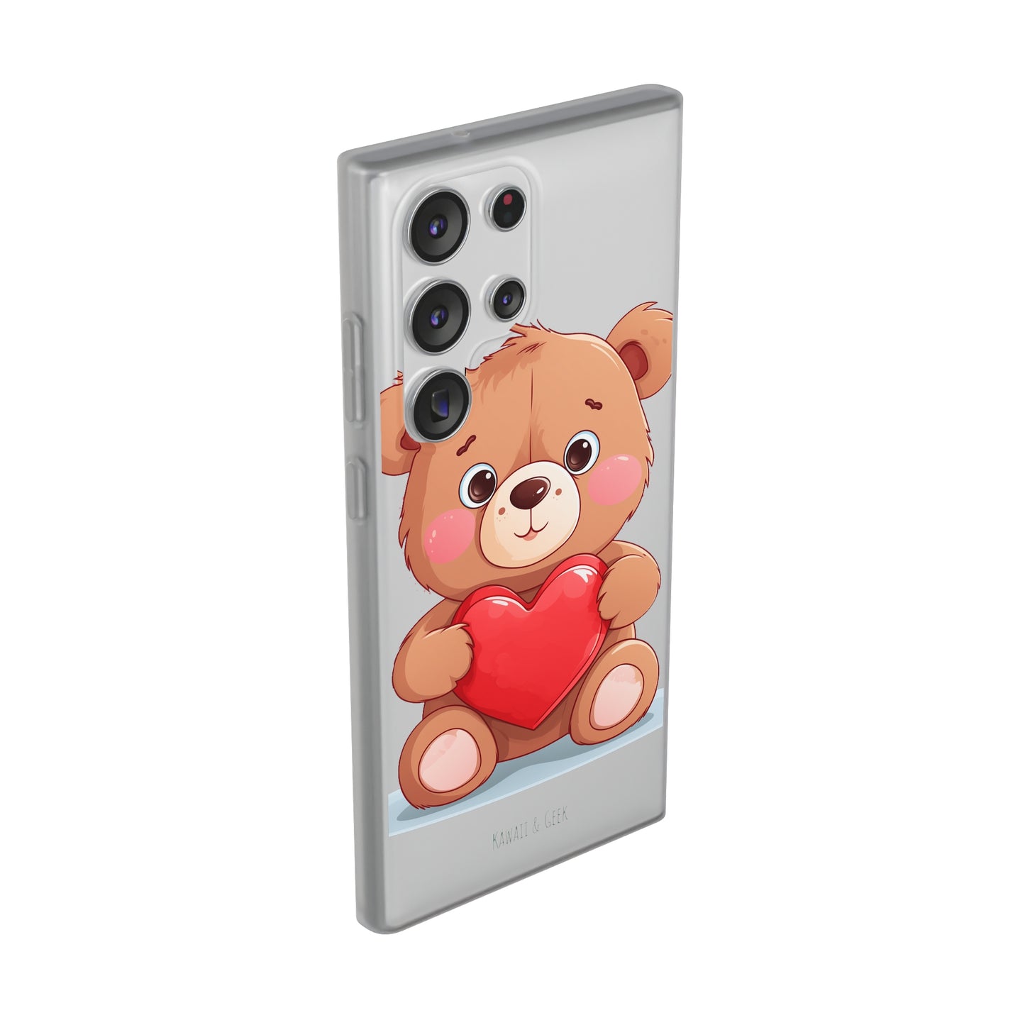 Teddy Bear Heart Phone Case - Flexi & Semi-Transparent - Valentine's Day