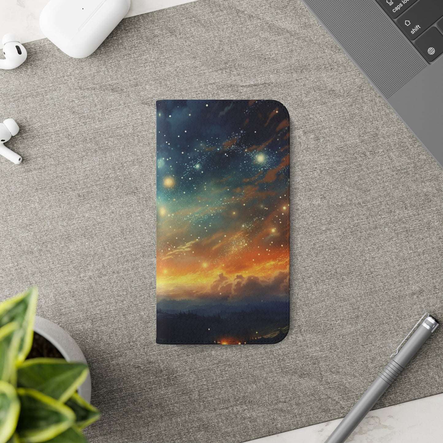 Wonderful Starry Night Flip Phone Case - Embrace the Beauty of the Night Sky