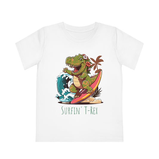 Surfing T-Rex Kids Eco-Friendly T-Shirt - Unleash Adventure and Sustainability