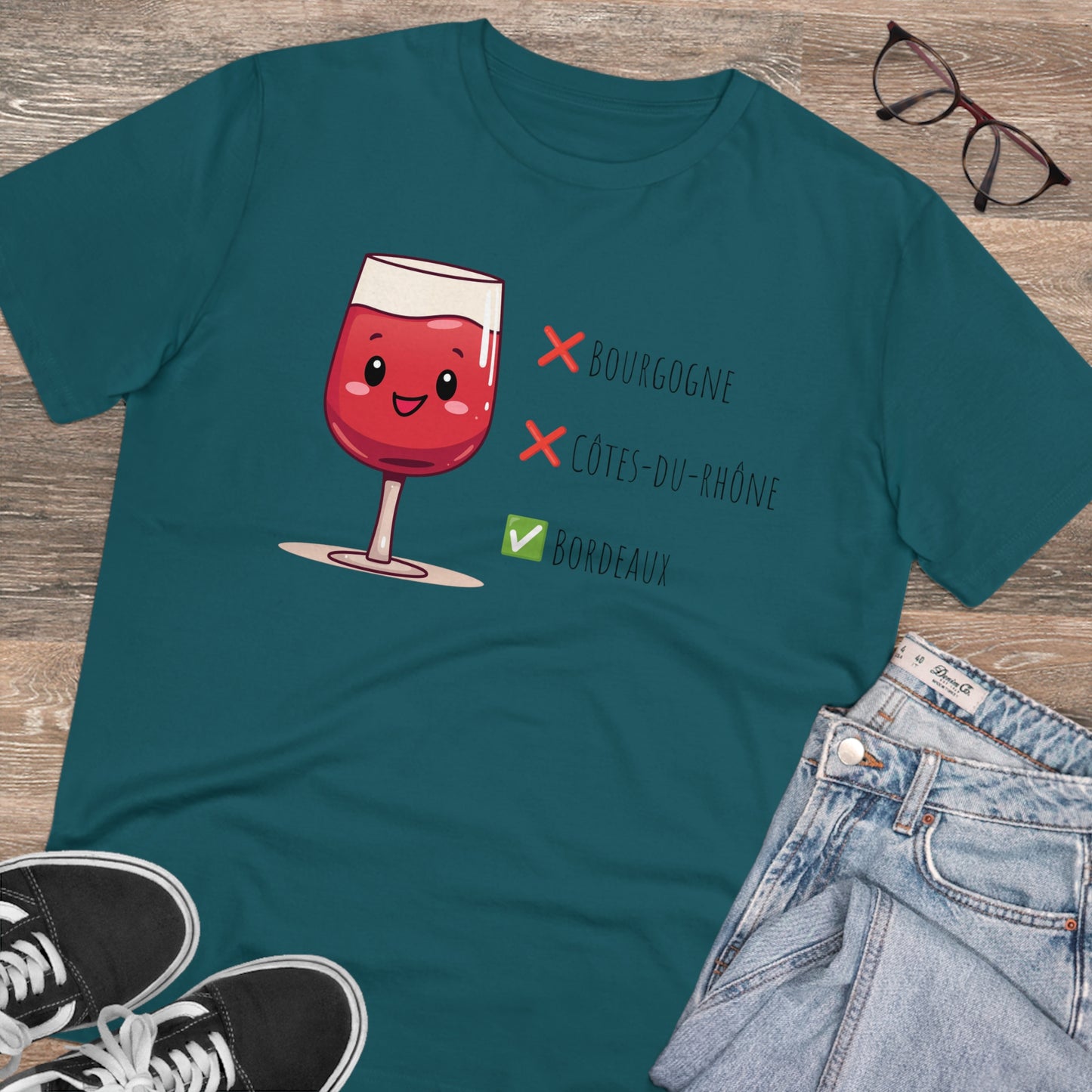 Eco-Friendly 'Bordeaux Wine Preferred' T-Shirt - Cute Red Wine Design, Unisex"