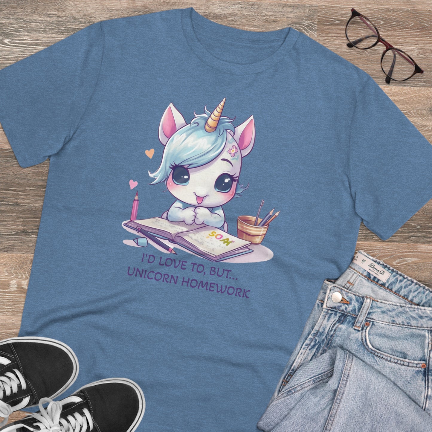 Cute Unicorn Homework T-Shirt - Unisex and Eco-Friendly Statement Tee