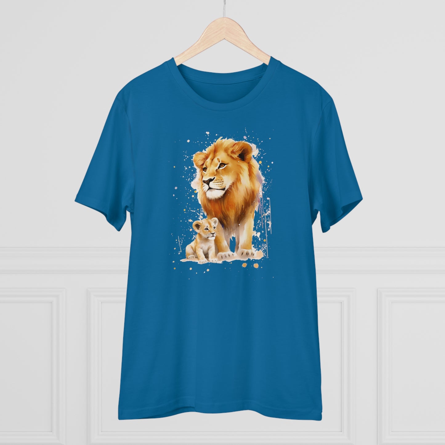 Lion King and Son Watercolor T-Shirt - Celebrate Father's Day with Nature's Majesty