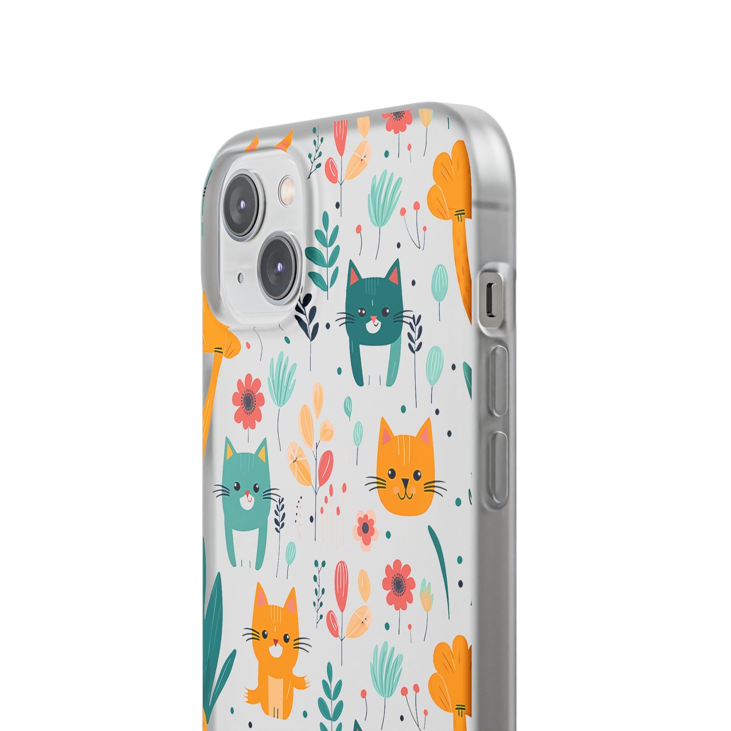 Cute Cats & Flowers Flexi and semi Transparent Phone Case