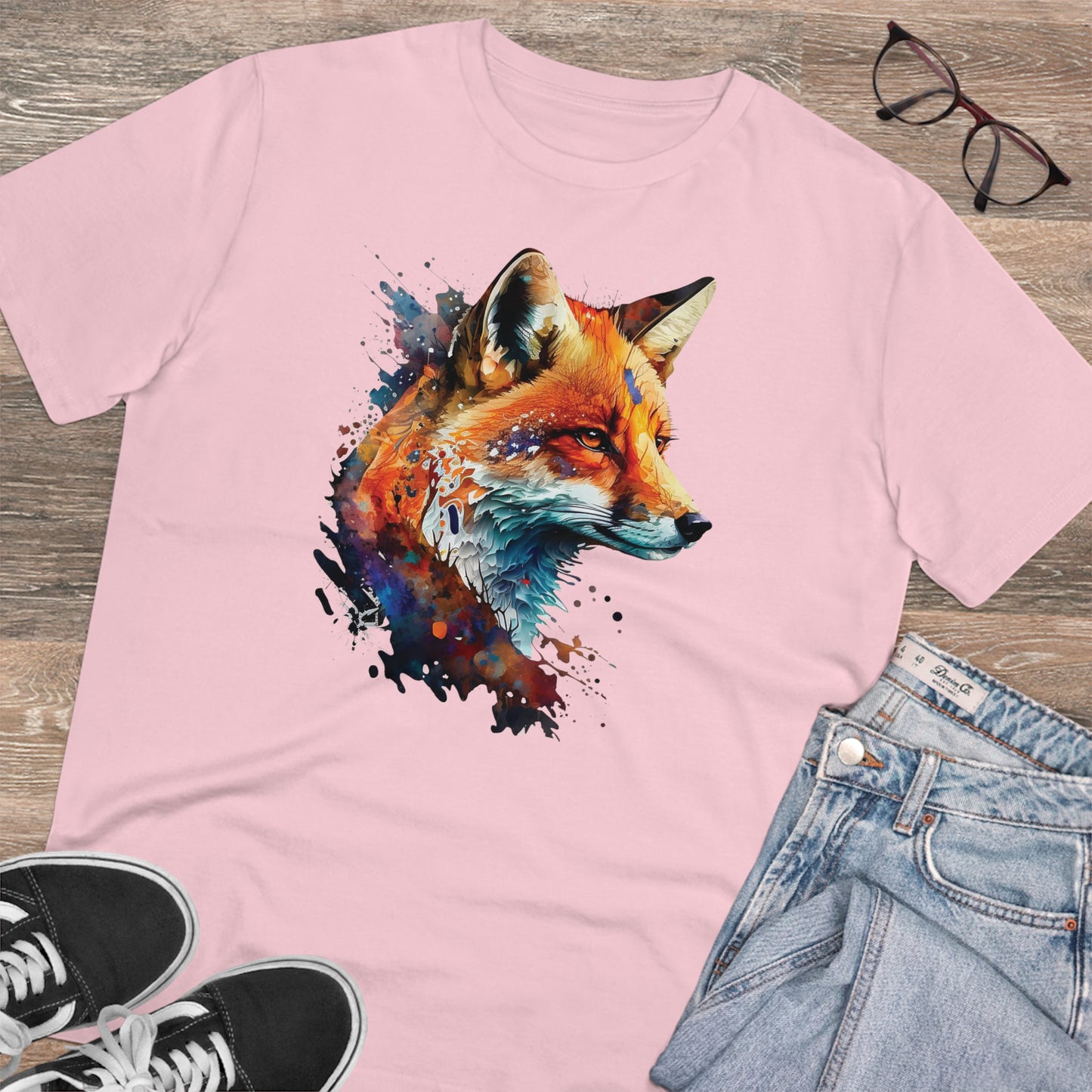 Fox T-shirt - Unisex and Eco-Friendly T-Shirt - Fox in Watercolor Style: Embrace Nature with Style