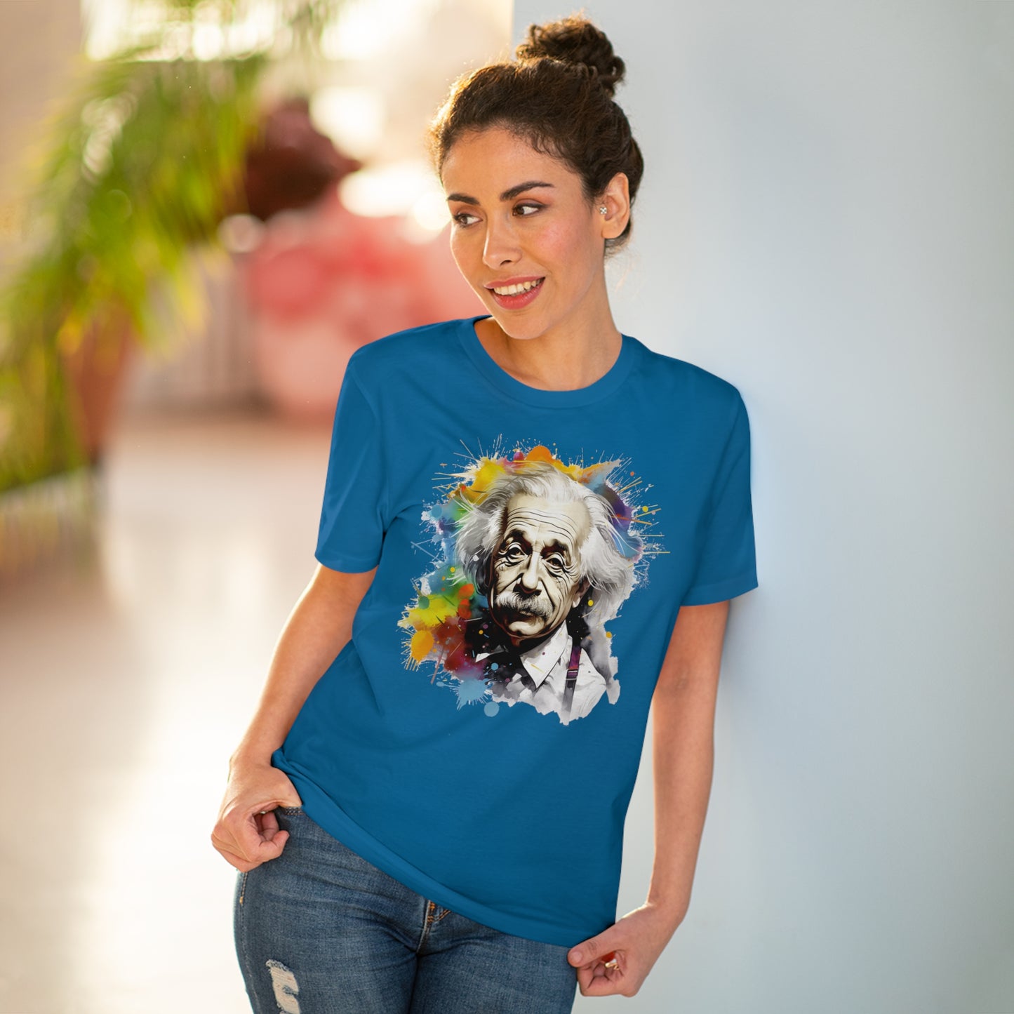 Albert Einstein Eco-friendly T-shirt : Watercolor Essence