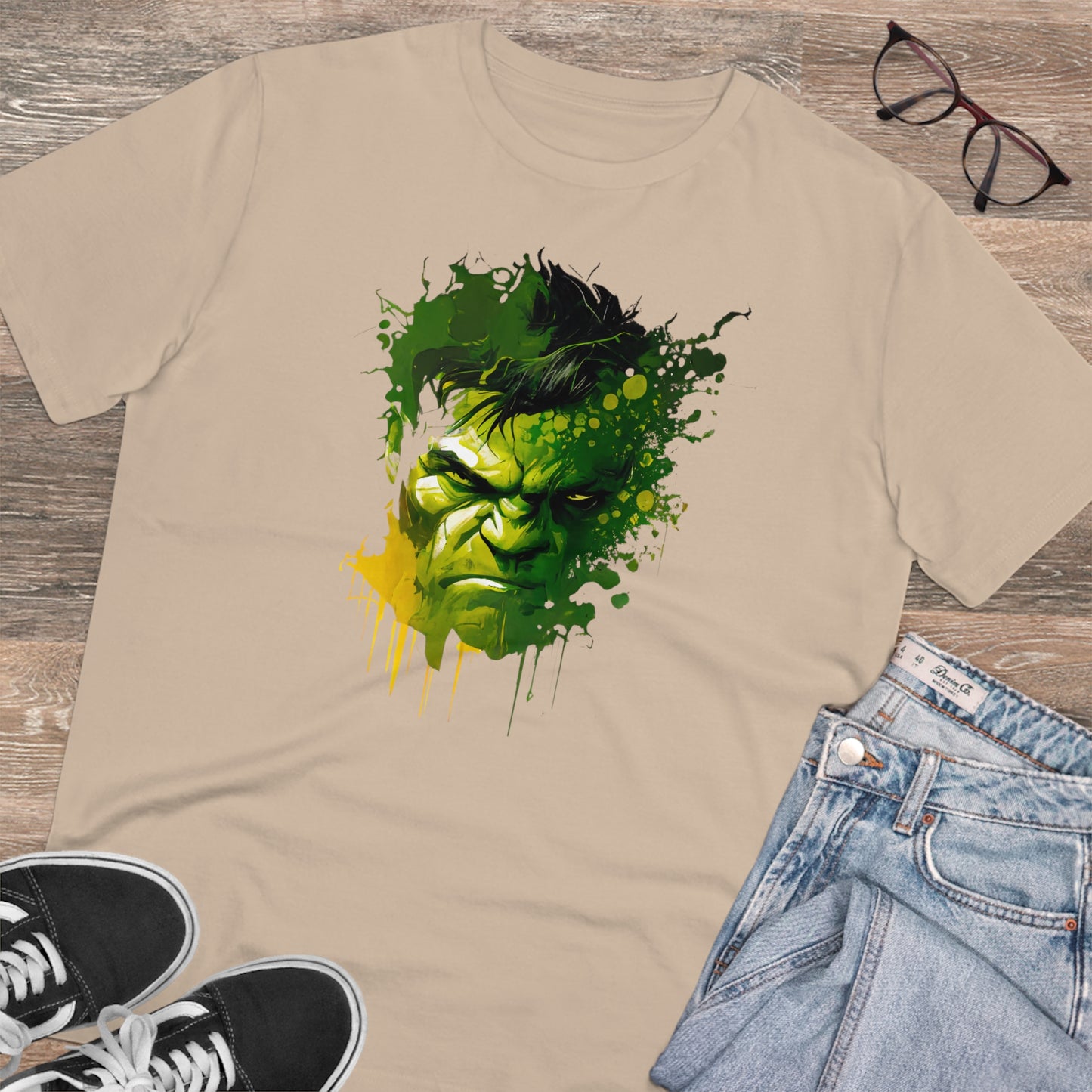 Hulk in Watercolor Style Organic Unisex T-Shirt - Add Some Sustainable and Stylish Flair to Your Wardrobe