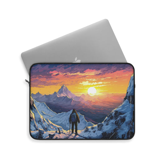 Snowy High Mountain Laptop Sleeve - Embrace Adventure with a Breathtaking Sunset Scene