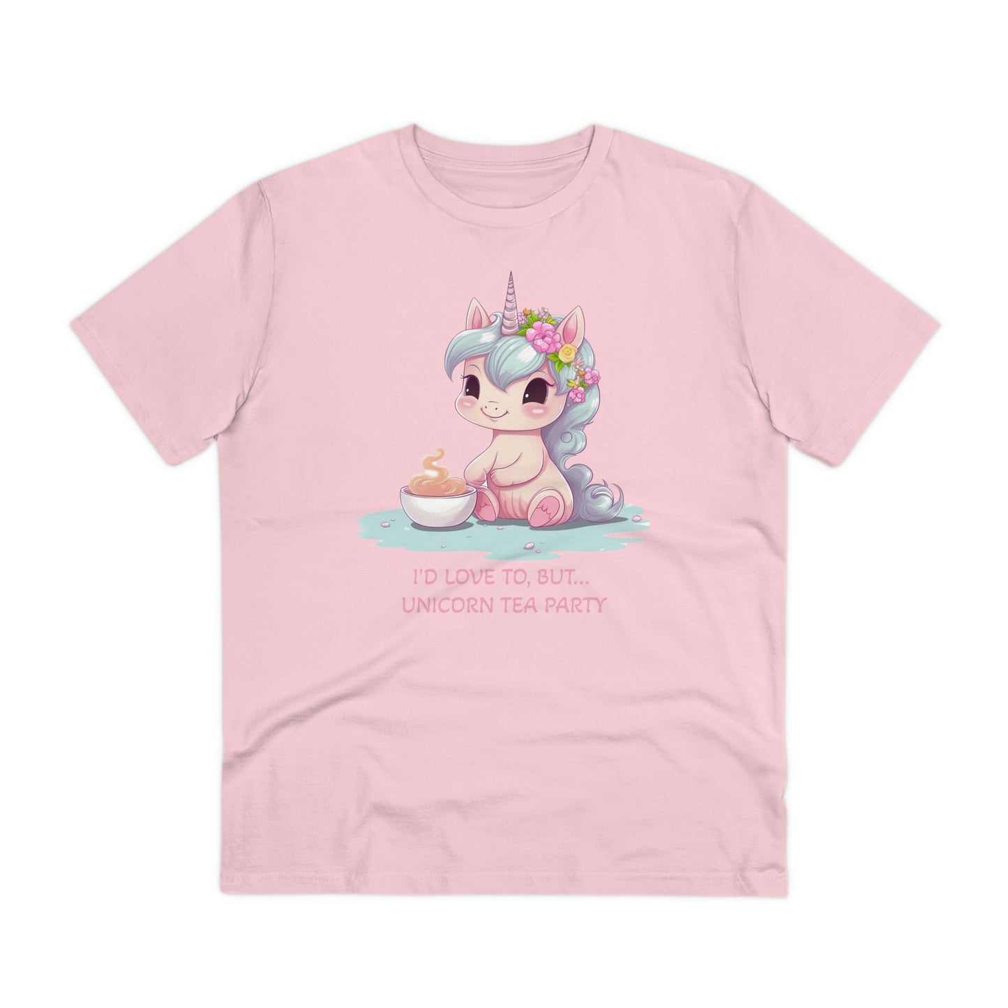 Cute Unicorn Tea Party T-Shirt - Unisex and Eco-Friendly with Whimsical Charm