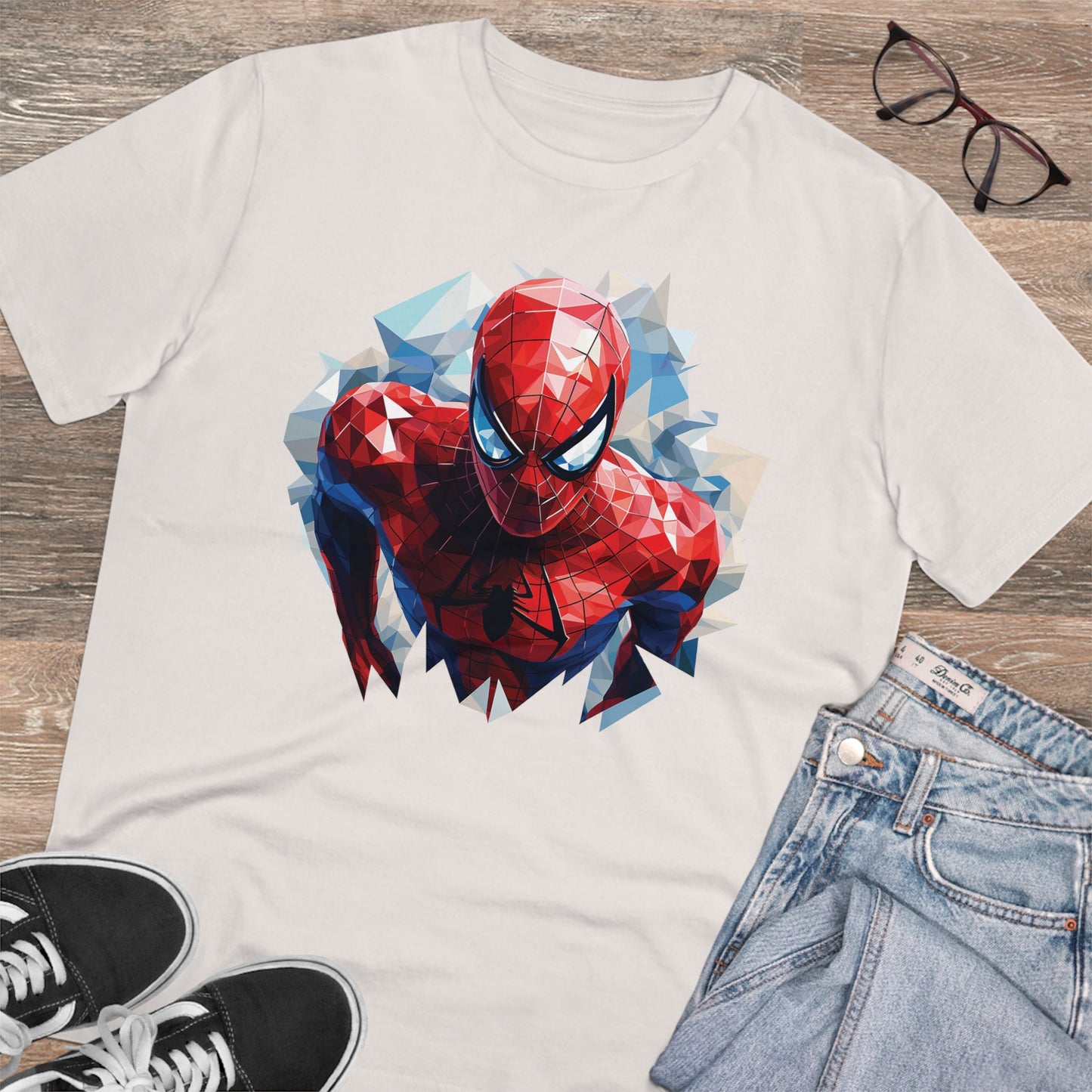 Spider-Man Polygonal Geometric T-Shirt - Swing into Stylish Adventure