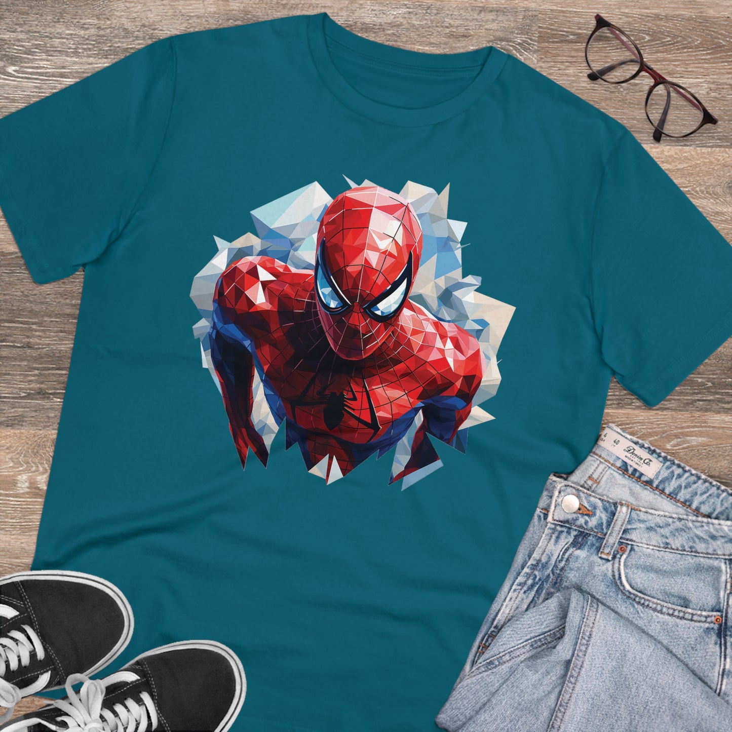 Spider-Man Polygonal Geometric T-Shirt - Swing into Stylish Adventure