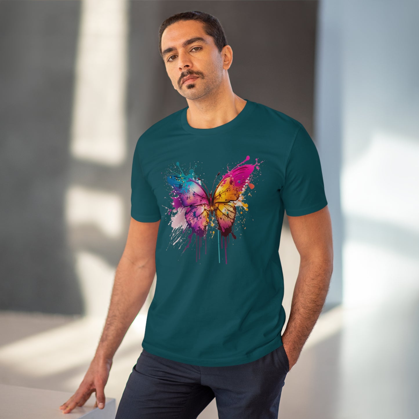 Butterfly in Pop-Art Style Organic Unisex T-Shirt - Add Some Colorful and Eco-Friendly Style to Your Wardrobe