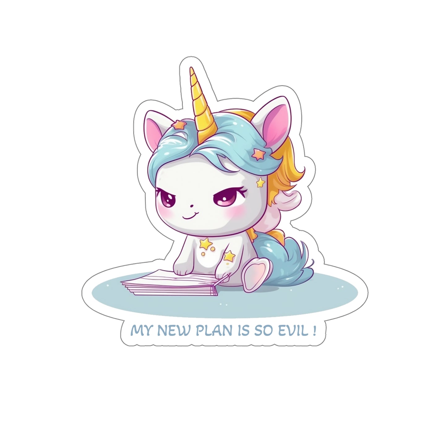 Kawaii and Bad Unicorn Sticker - Add a Playfully Mischievous Touch to Your World