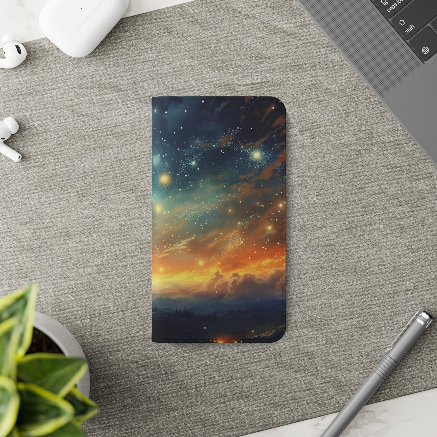 Wonderful Starry Night Flip Phone Case - Embrace the Beauty of the Night Sky