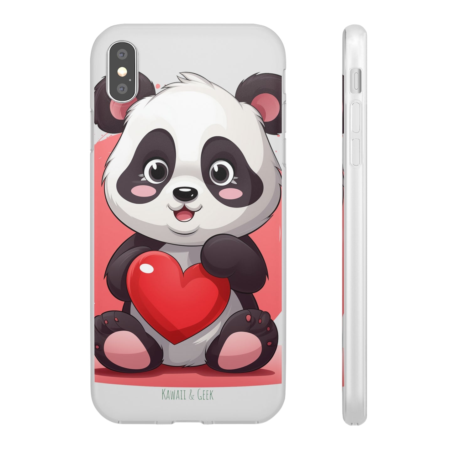 Valentine's Panda Heart Phone Case - Flexi & Semi-Transparent