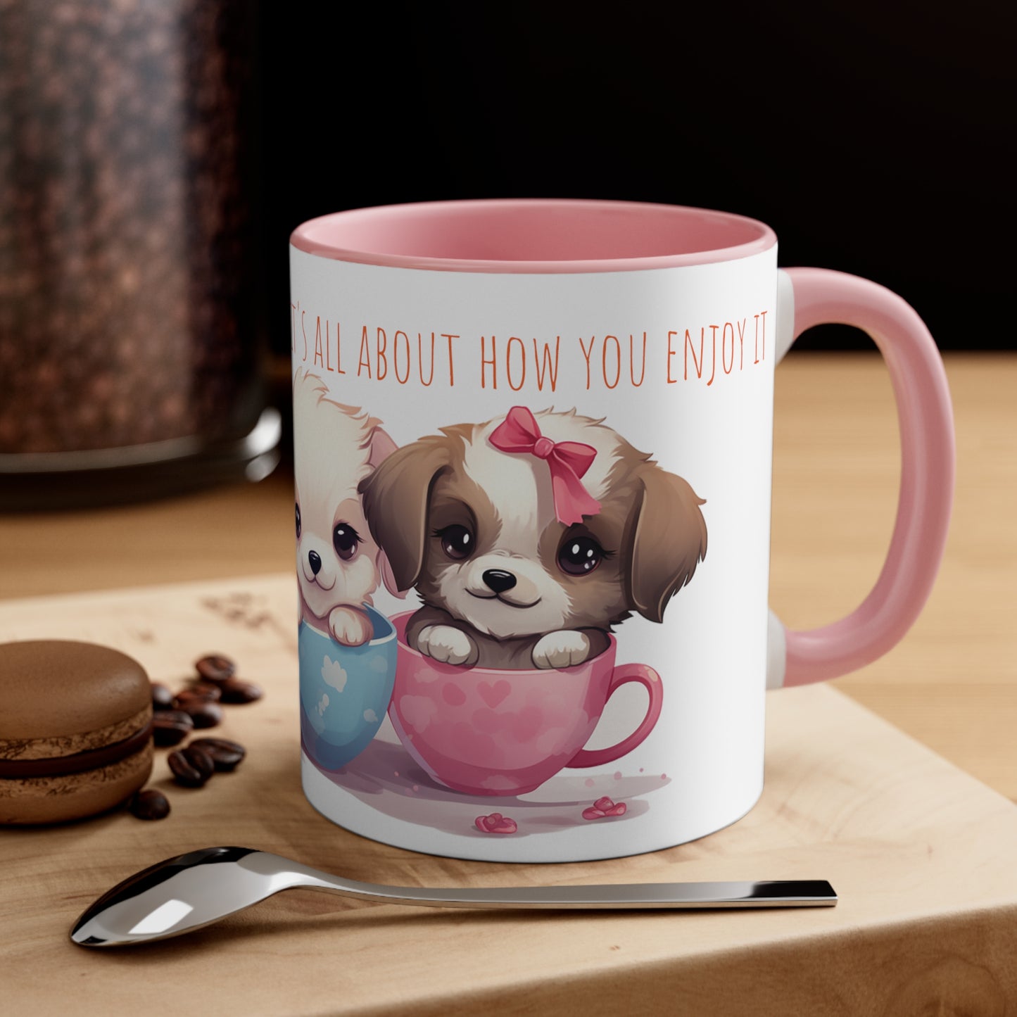 Cute Puppies Tea Mug: "Life is Like a Cup of Tea"