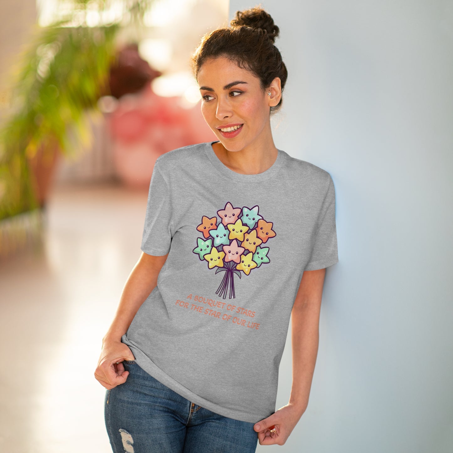 Bouquet of Stars for the Star of Our Life -  Unisex Eco-Friendly T-Shirt - Father's and Mother's Day Special