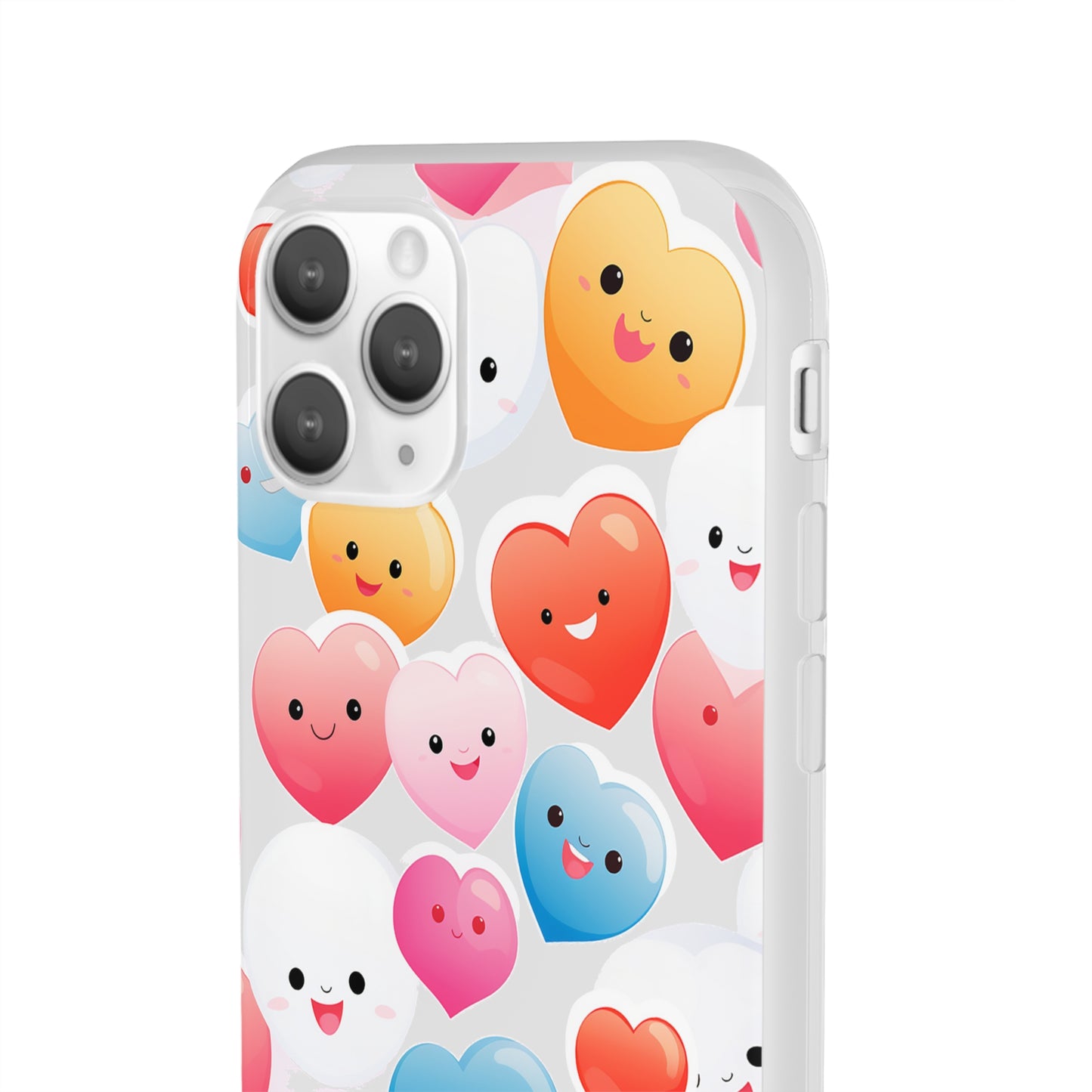 Kawaii Hearts Flexi Transparent Phone Case